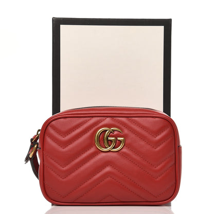 Gucci Calfskin Matelasse Mini GG Marmont Wrist Wallet Hibiscus Red 8 of 8