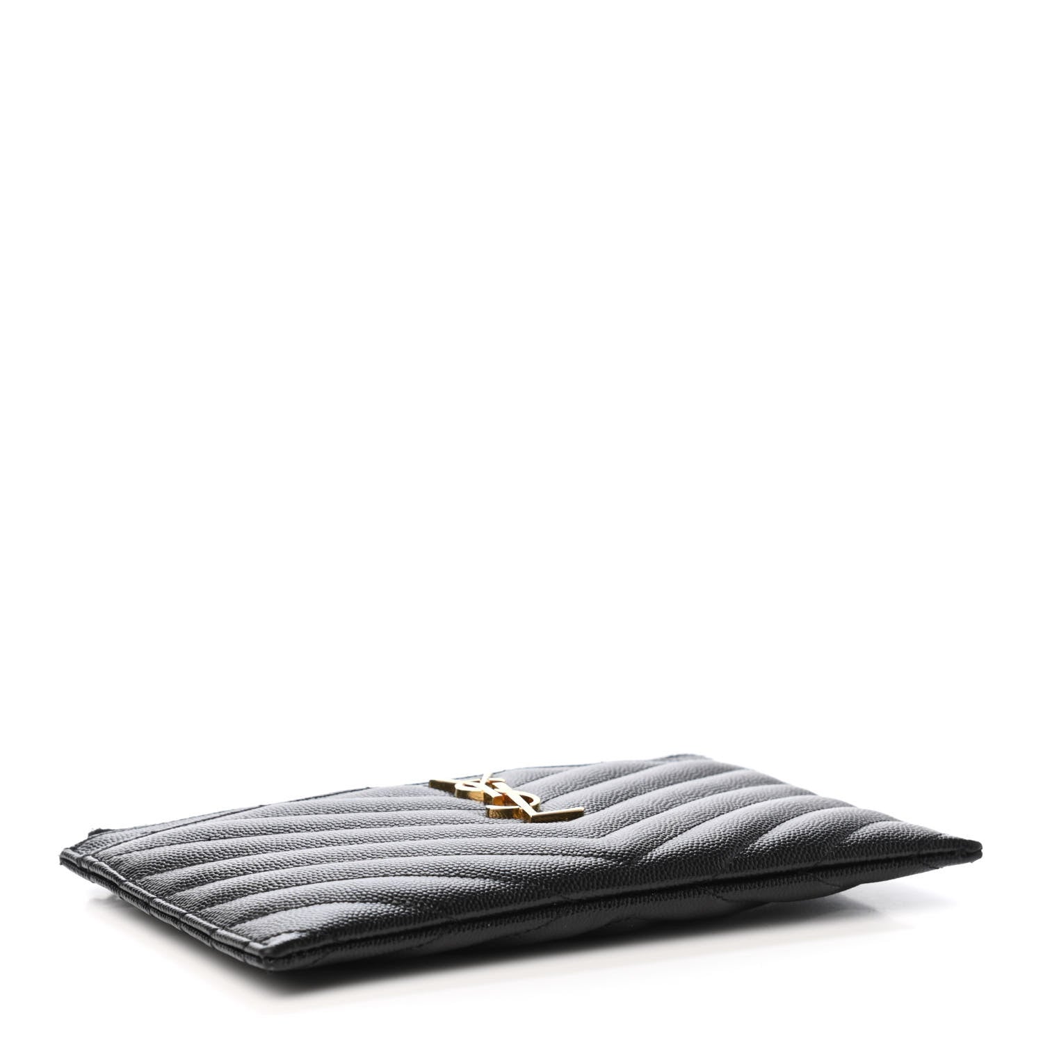 Saint Laurent Grain De Poudre Chevron Monogram Bill Pouch Black 3 of 4