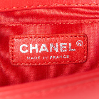 Chanel Lambskin Rubber Quilted Small Two Tone Boy Flap Red Black 6 of 12