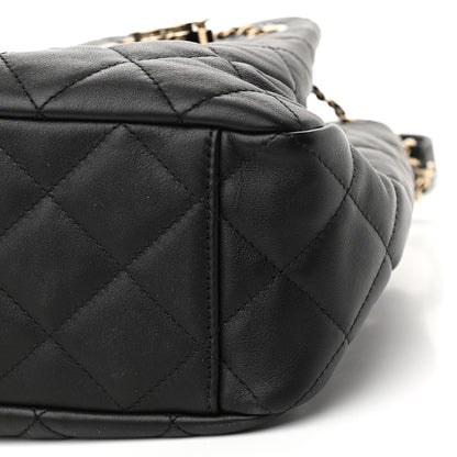 Chanel Lambskin Quilted Chain Drawstring Bag Black 10 of 10