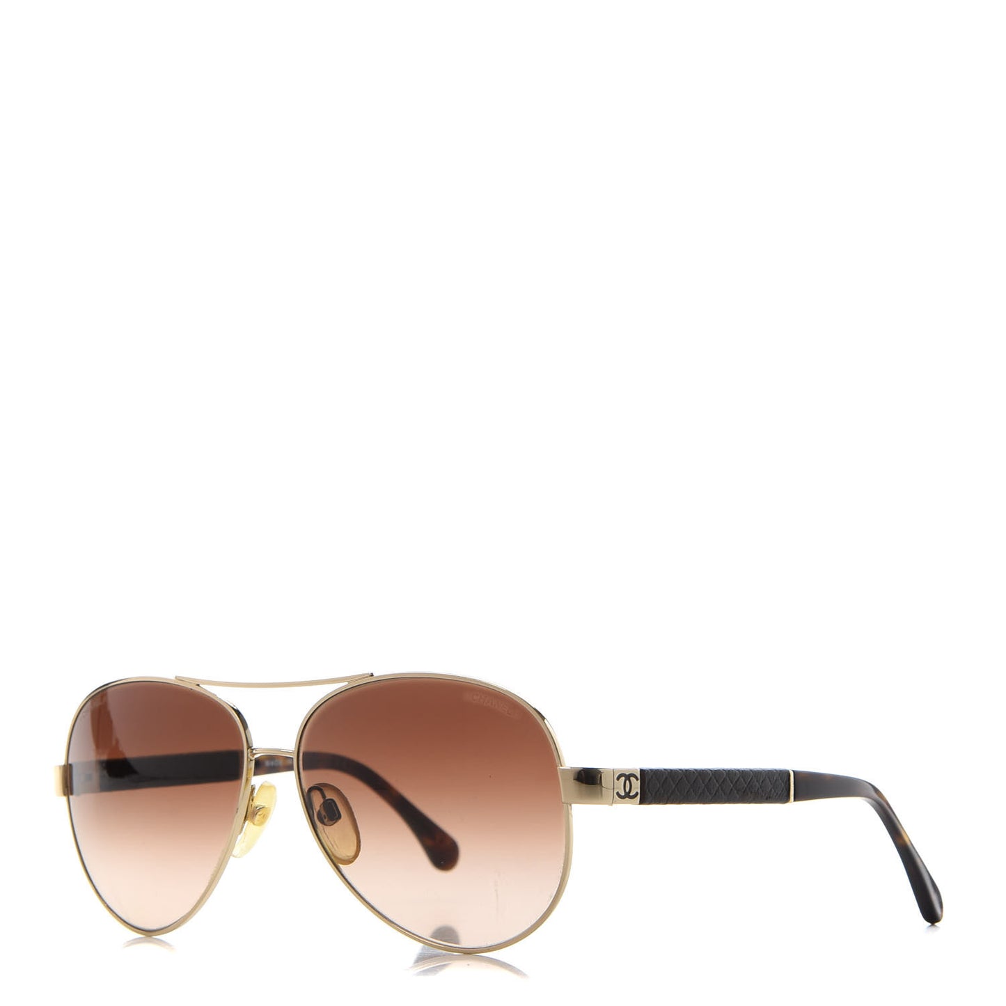 Lambskin Quilted CC Aviator Sunglasses 4195-Q Brown Gold