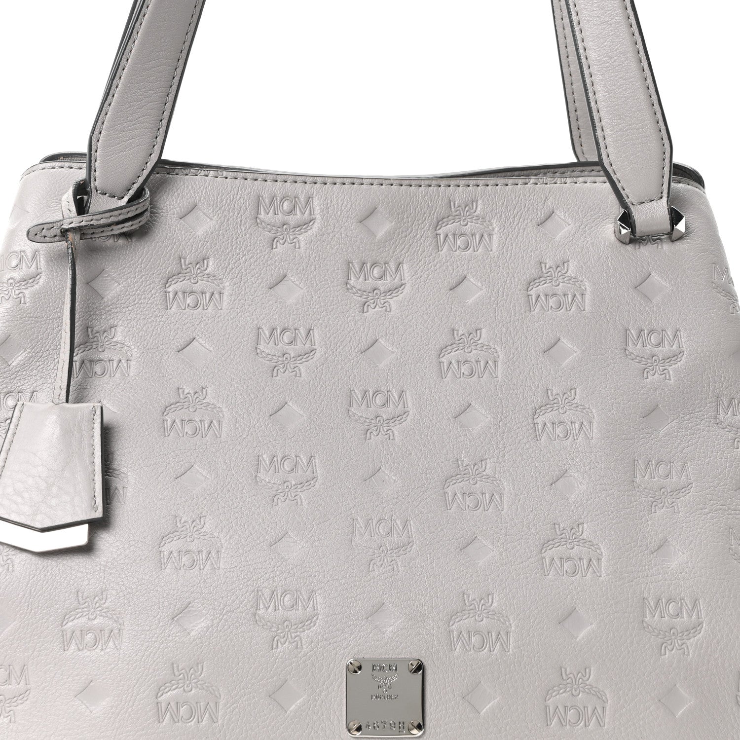MCM Calfskin Ottomar Monogram Essential Hobo Dove 8 of 10
