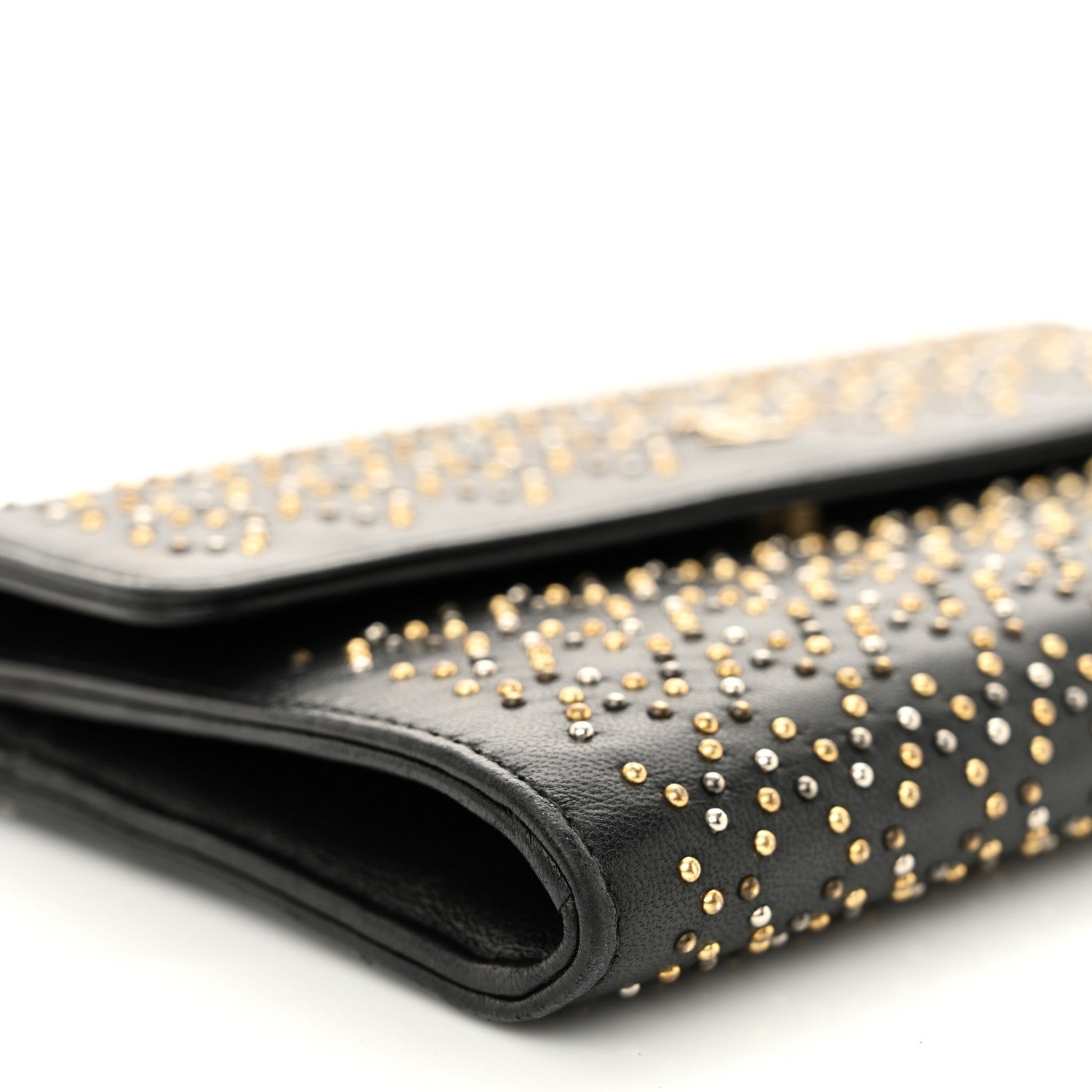 Chanel Lambskin Studded Wallet on Removable Chain Black 10 of 11