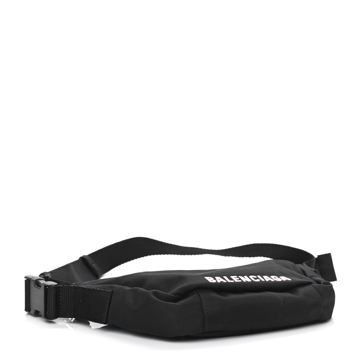 Balenciaga Recycled Sport Nylon Logo Embroidered Wheel Sling Bag Black Candy Pink 4 of 10