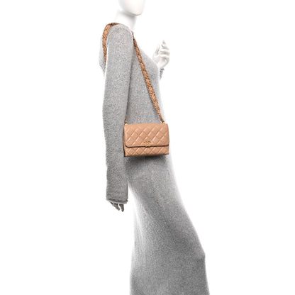 Chanel Crumpled Calfskin Quilted Braided CC Flap Beige 2 of 12