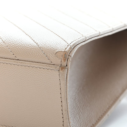 Saint Laurent Grain De Poudre Matelasse Chevron Large Monogram Satchel Dark Beige 11 of 15
