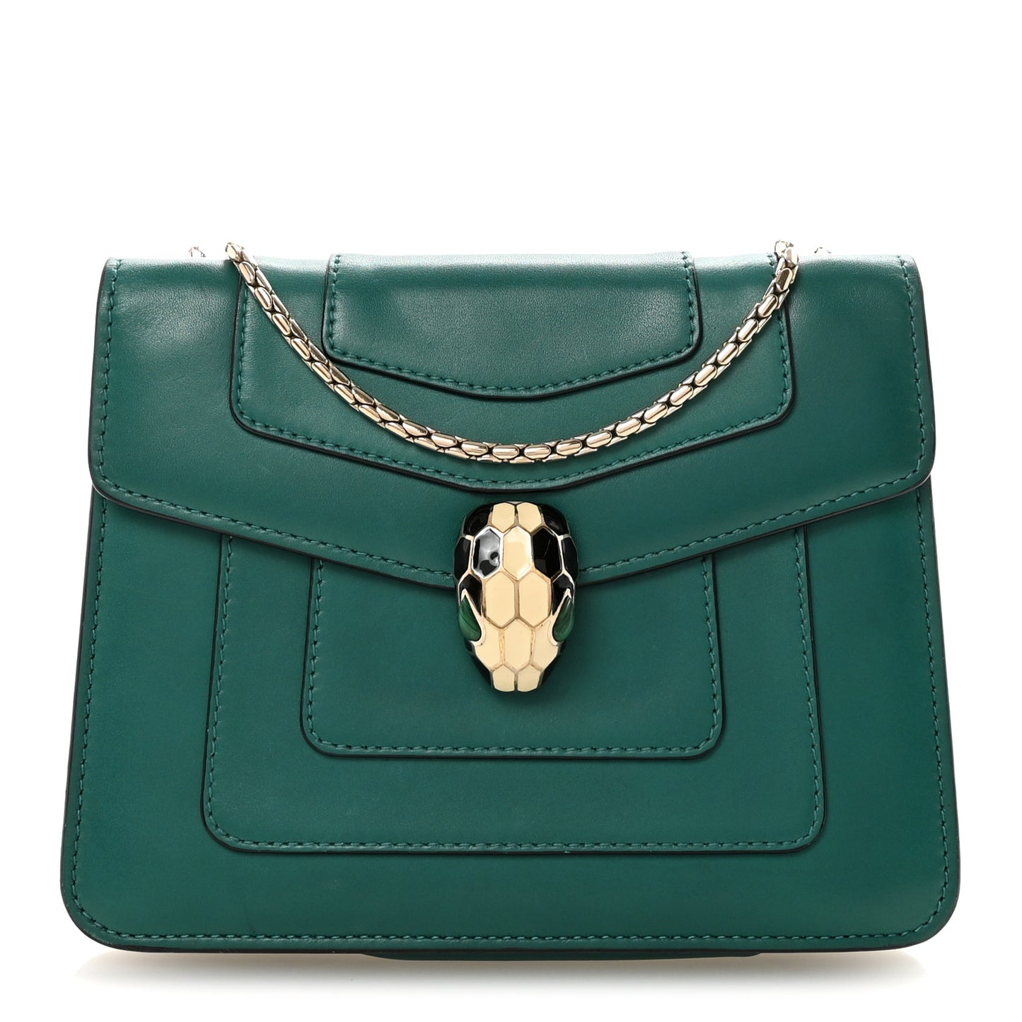 Calfskin Small Serpenti Forever Snake Strap Crossbody Bag Emerald Green