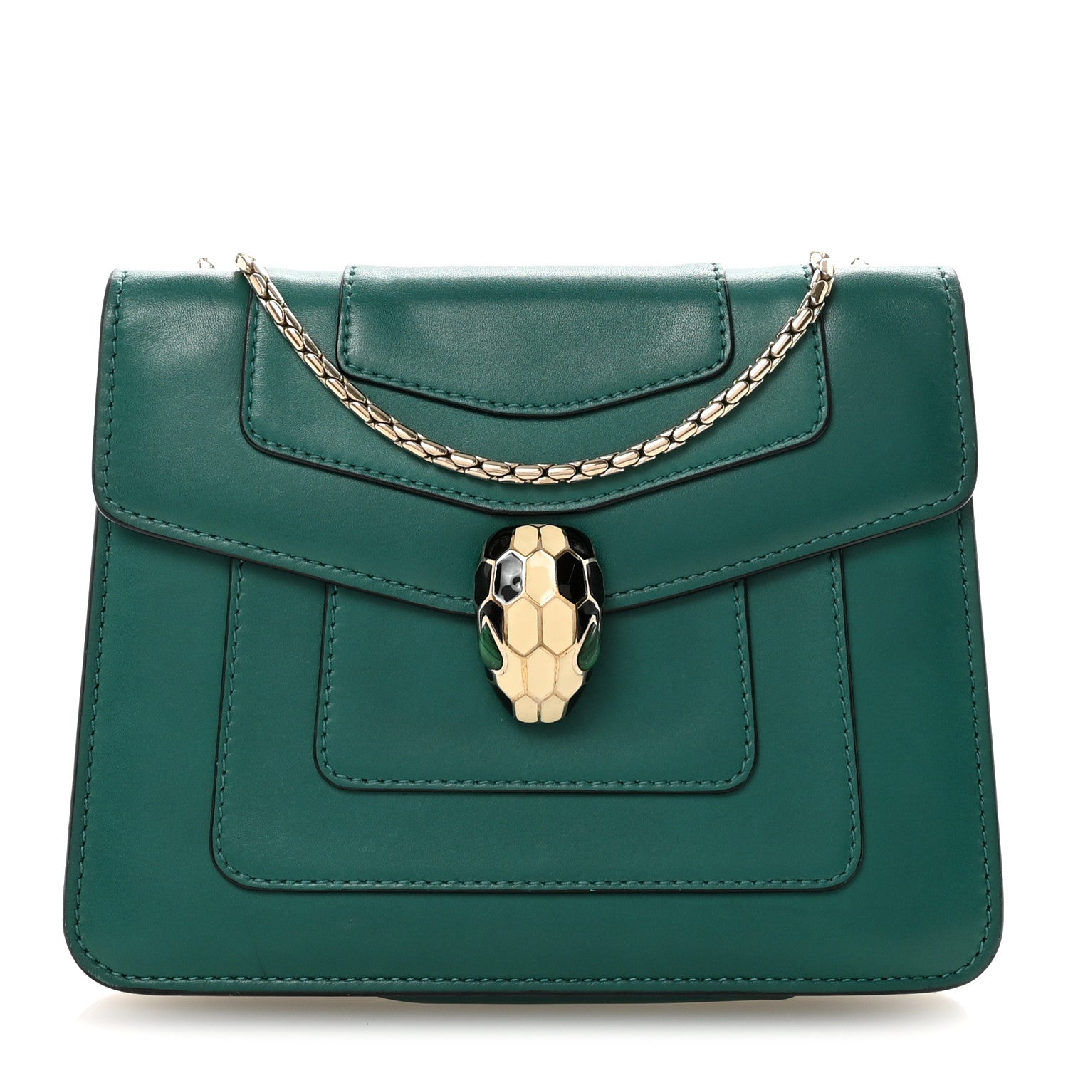 Bulgari Calfskin Small Serpenti Forever Snake Strap Crossbody Bag Emerald Green 1 of 10