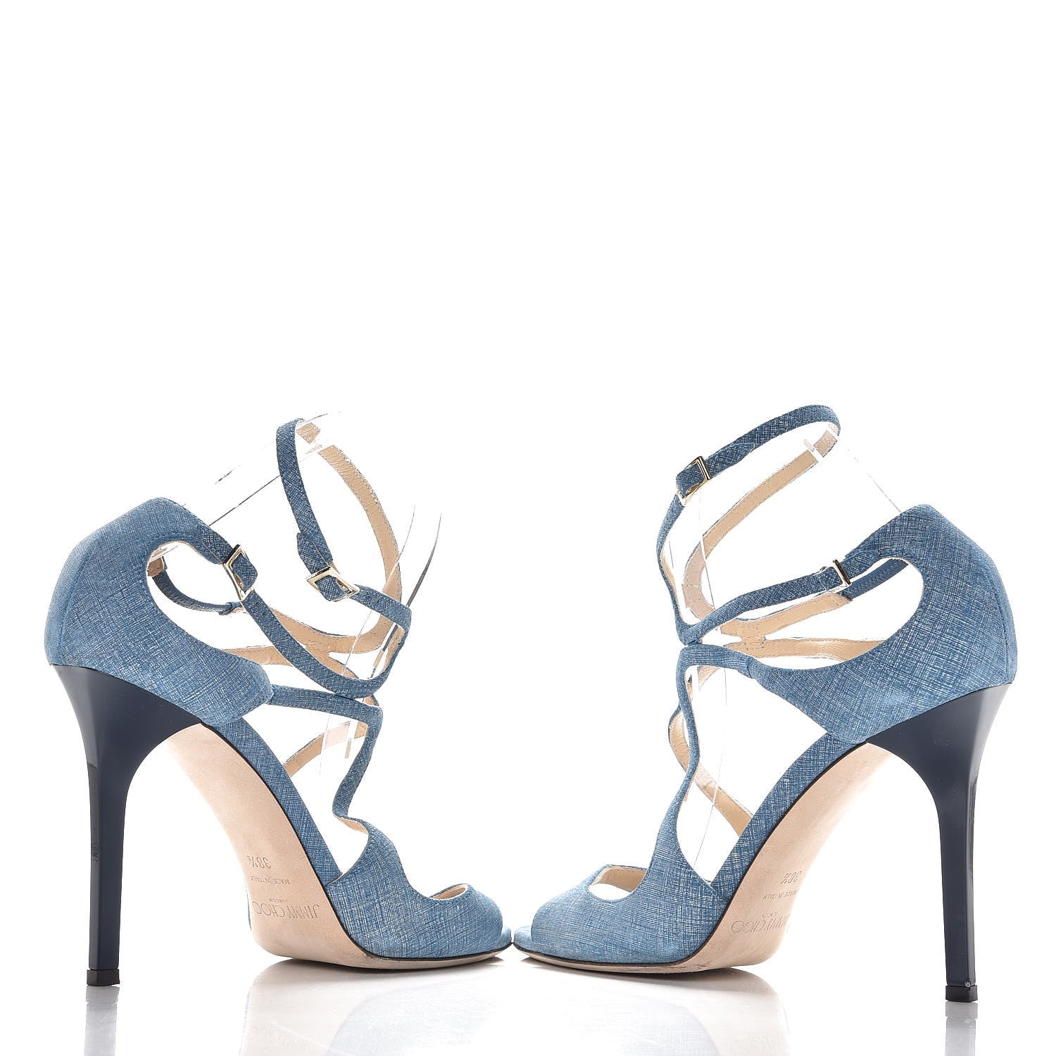 Jimmy Choo Denim Lang Sandals 38.5 Blue 6 of 15