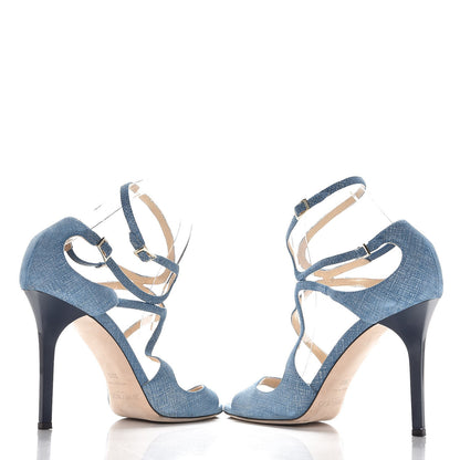 Jimmy Choo Denim Lang Sandals 38.5 Blue 6 of 15