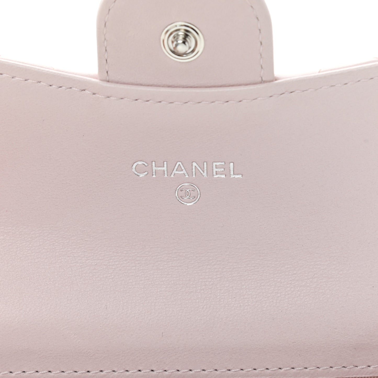 Lambskin Quilted Flap Card Holder Pink