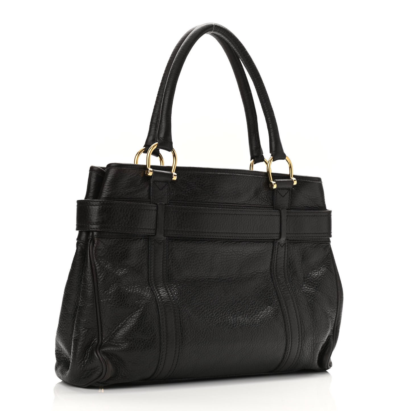 Calfskin Buckle Tote Dark Brown