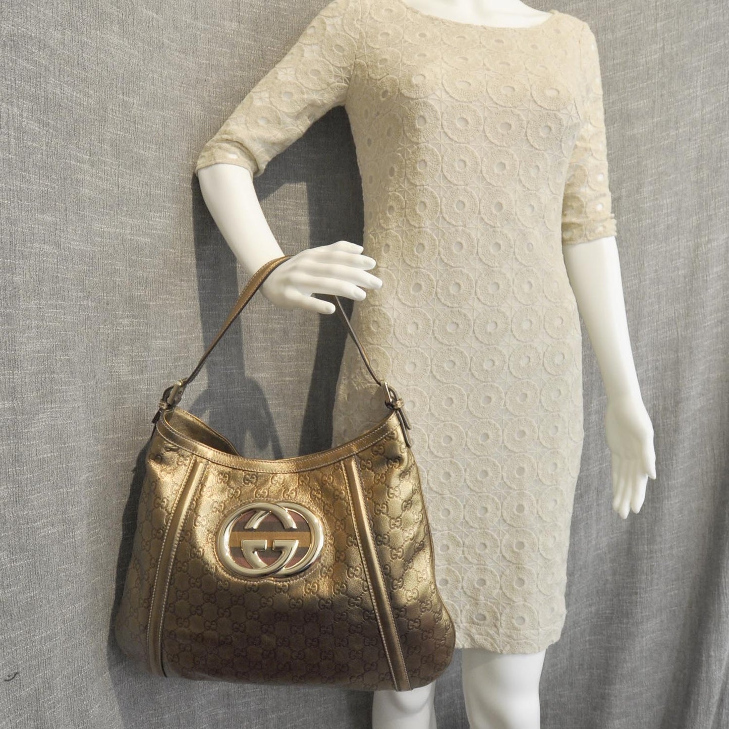 Guccissima Medium Britt Hobo Metallic NM Exclusive