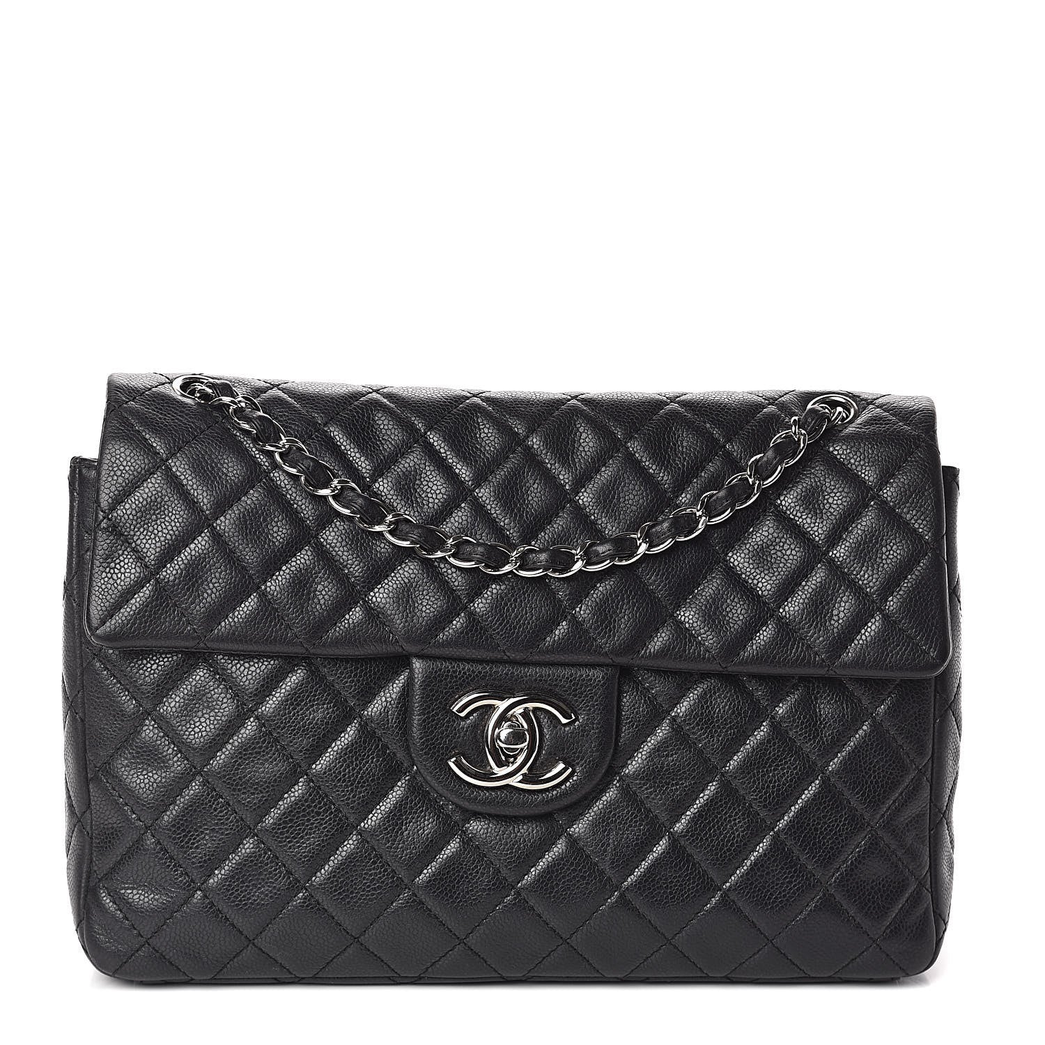 Chanel Washed Caviar Quilted Maxi Single Flap Black 1 of 10