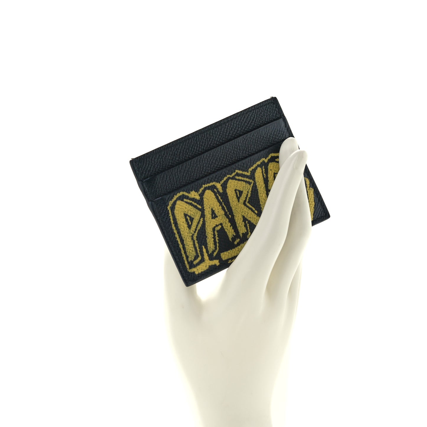 Signature Grained Calfskin Graffiti Ville Multi Card Holder Black Yellow