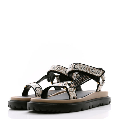 Christian Dior Canvas Embroidered Bandana 10mm D-Wave Sandals 39 Natural 2 of 9
