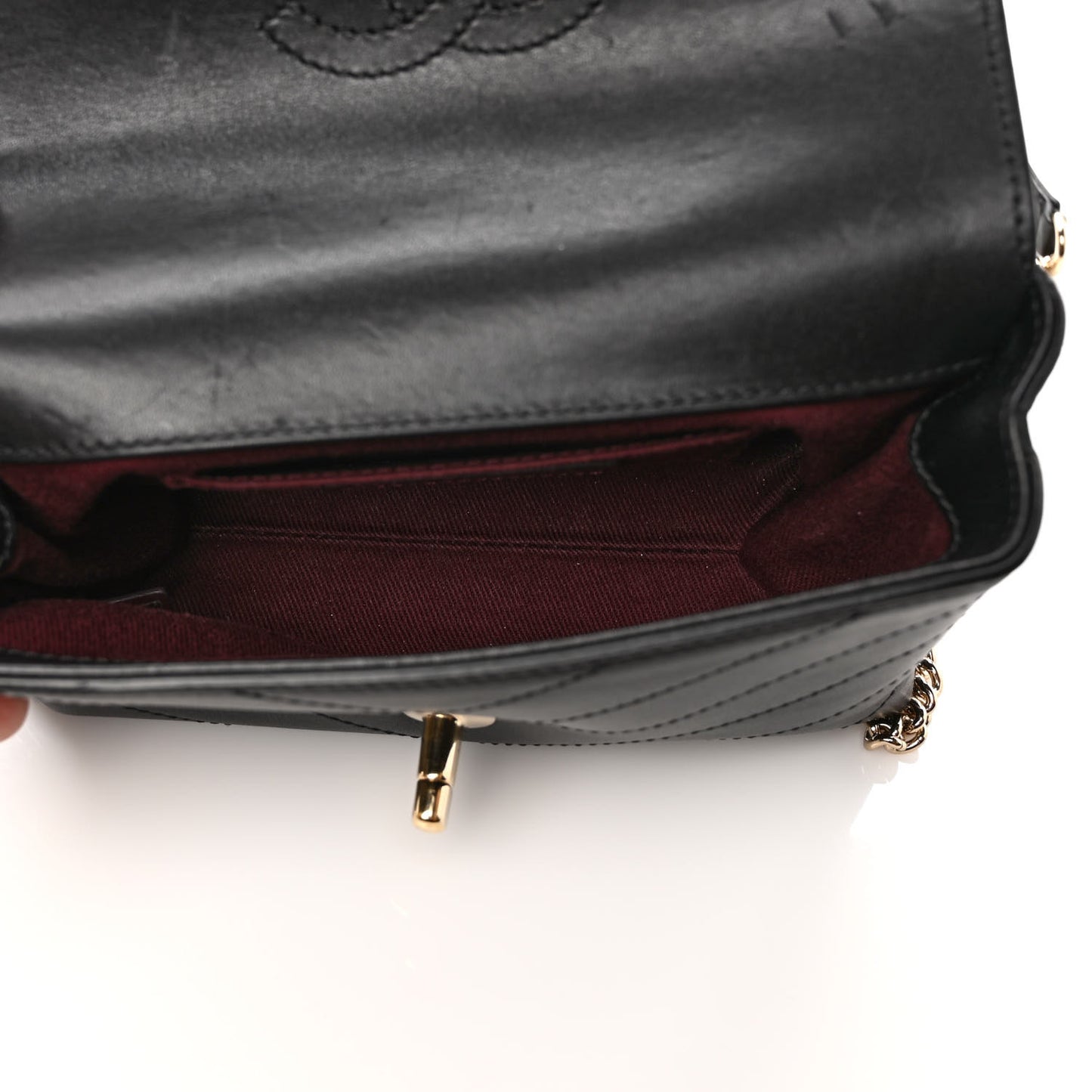 Calfskin Chevron Stitched Coco Waist Bag Black