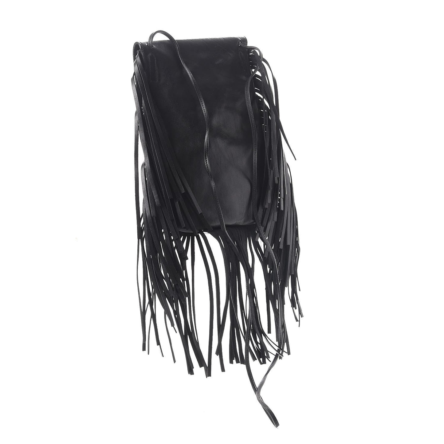 Lambskin Fringe Small Anita Crossbody Bag Black