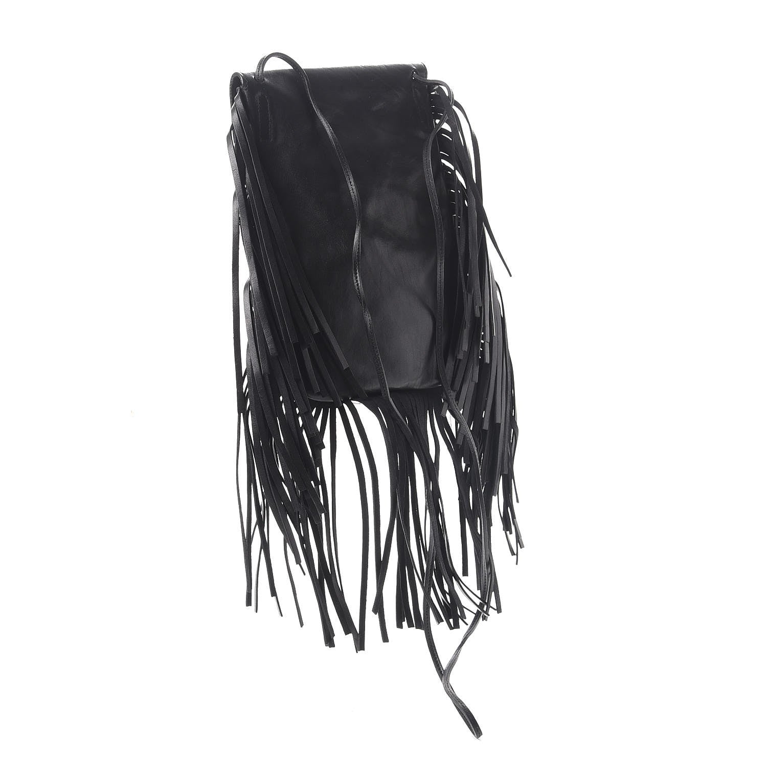 Saint Laurent Lambskin Fringe Small Anita Crossbody Bag Black 3 of 7