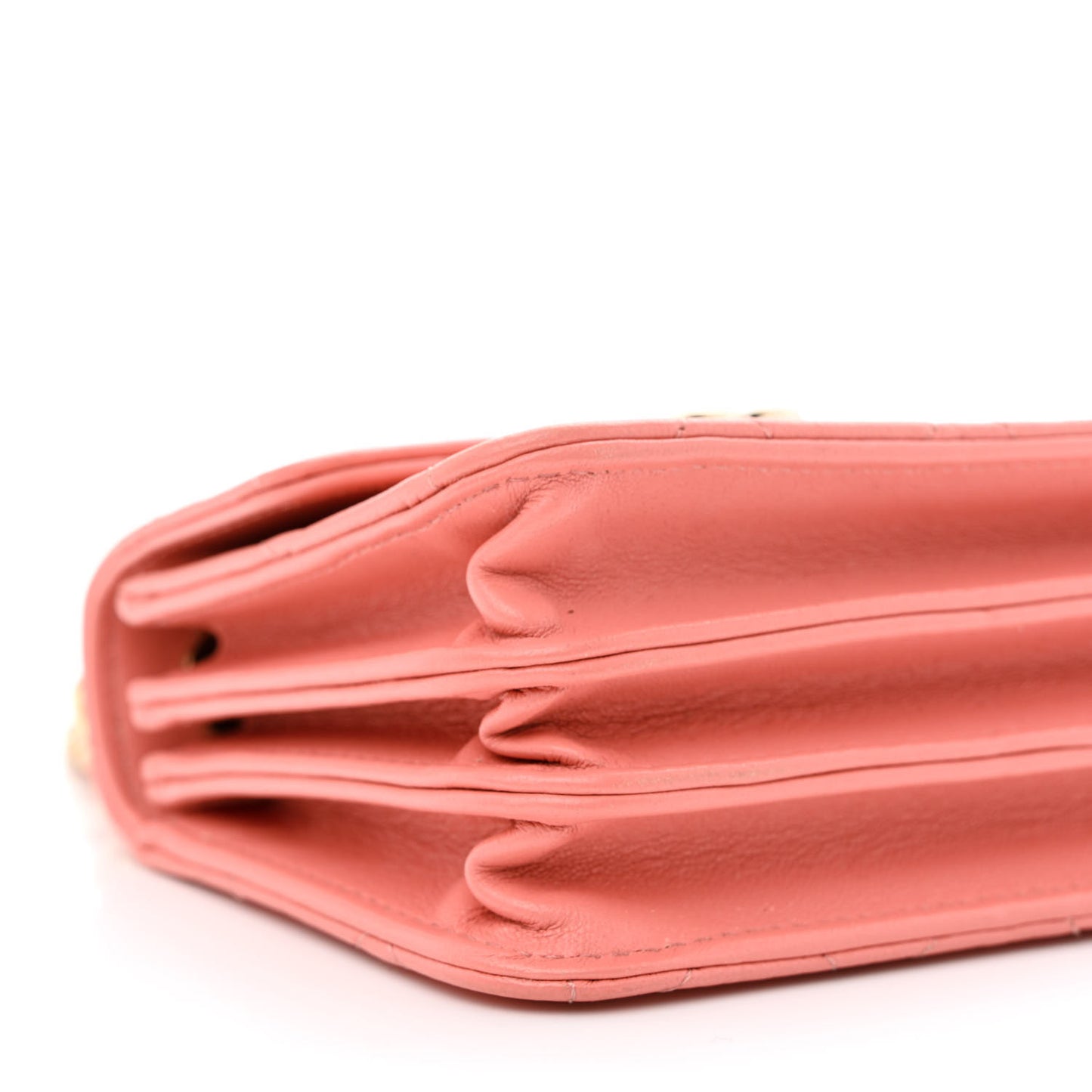 Lambskin Quilted Top Handle Flap Clutch With Chain Pink