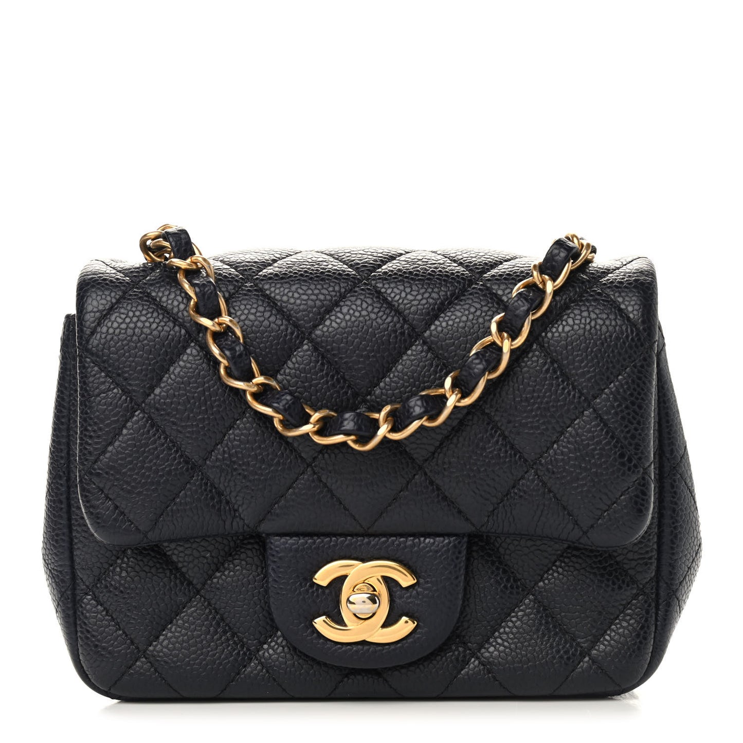 Caviar Quilted Mini Square Flap Navy