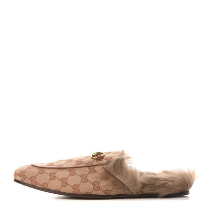 Gucci GG Monogram Fur Mens Princetown Slippers 8 Beige Ruggine Rust 1 of 8