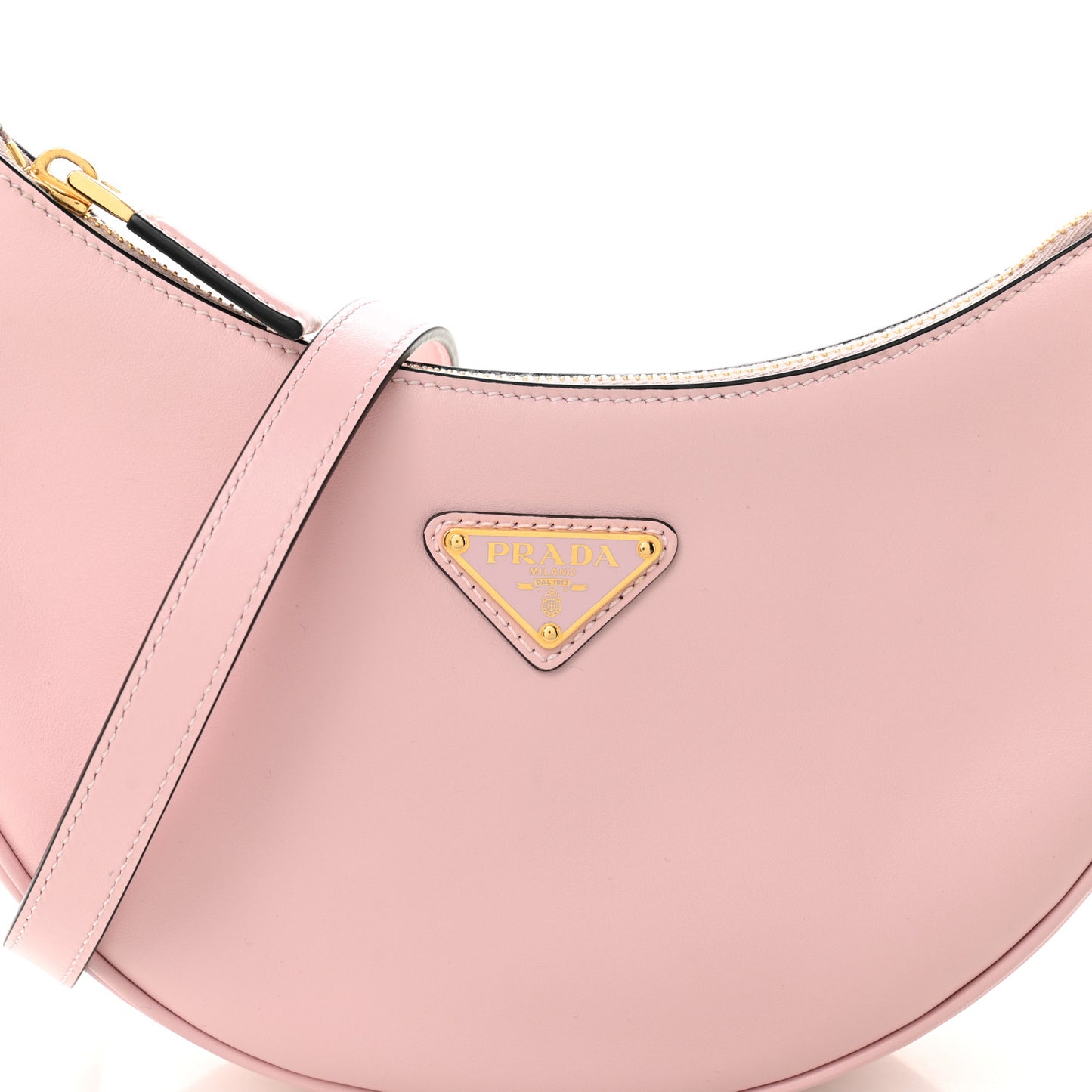 Soft Calfskin Arque Shoulder Bag Alabastro