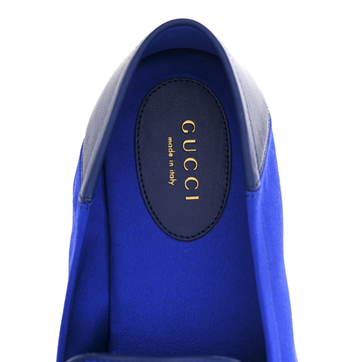 Satin Crystal Horsebit Slip On Loafers 36 Electric Blue