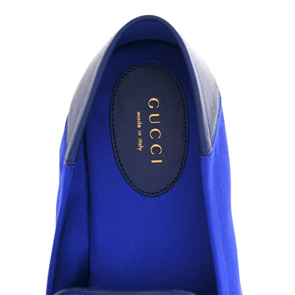 Gucci Satin Crystal Horsebit Slip On Loafers 36 Electric Blue 7 of 10