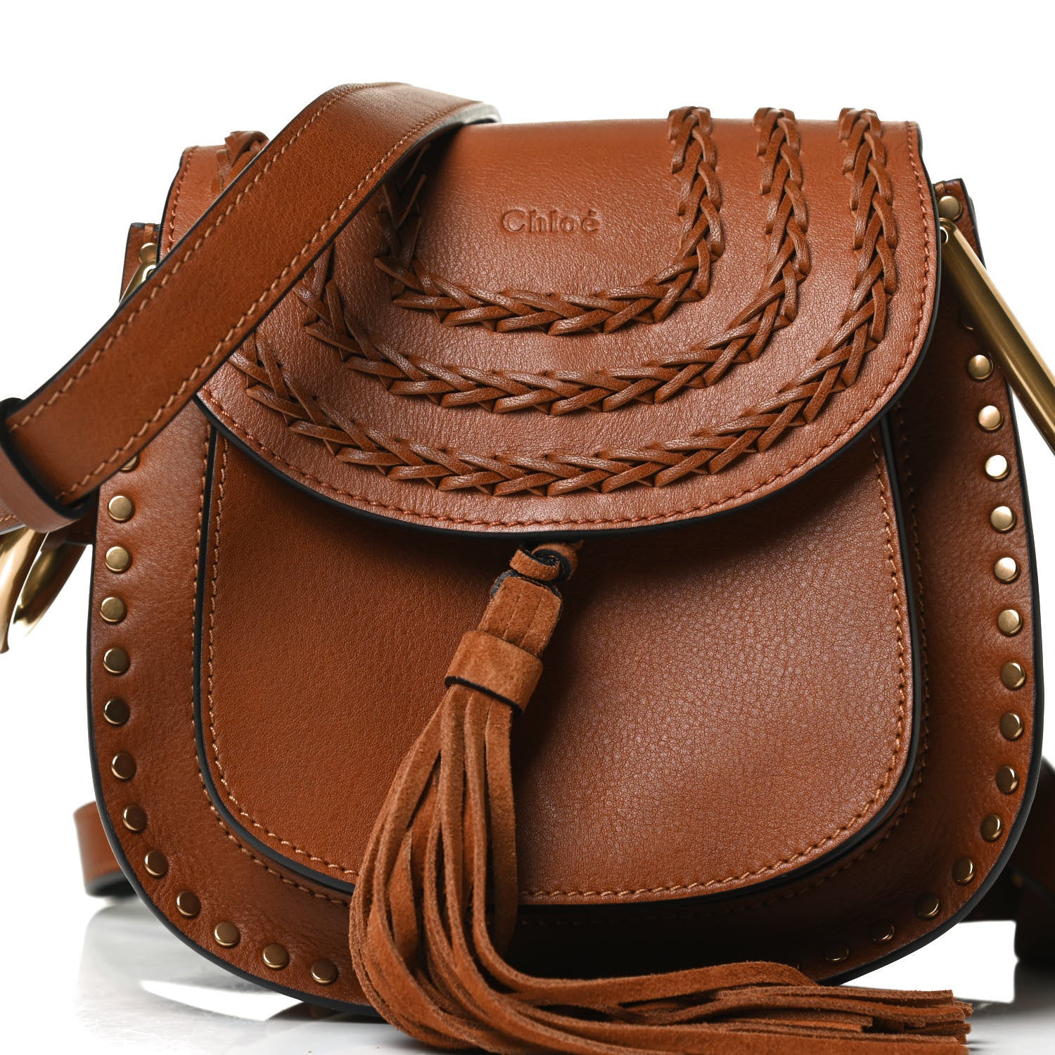 Chloe Calfskin Braided Mini Hudson Shoulder Bag Caramel 6 of 11