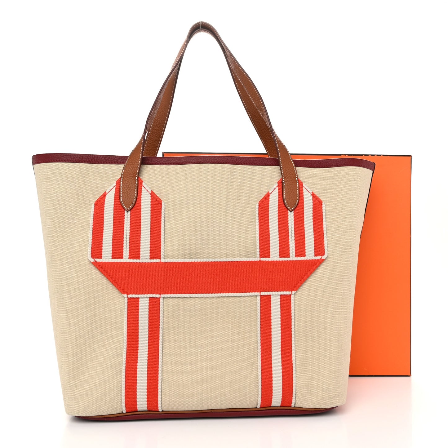 Canvas Taurillon Clemence Pursangle Tote Beton Gold Rouge H Capucine Beton