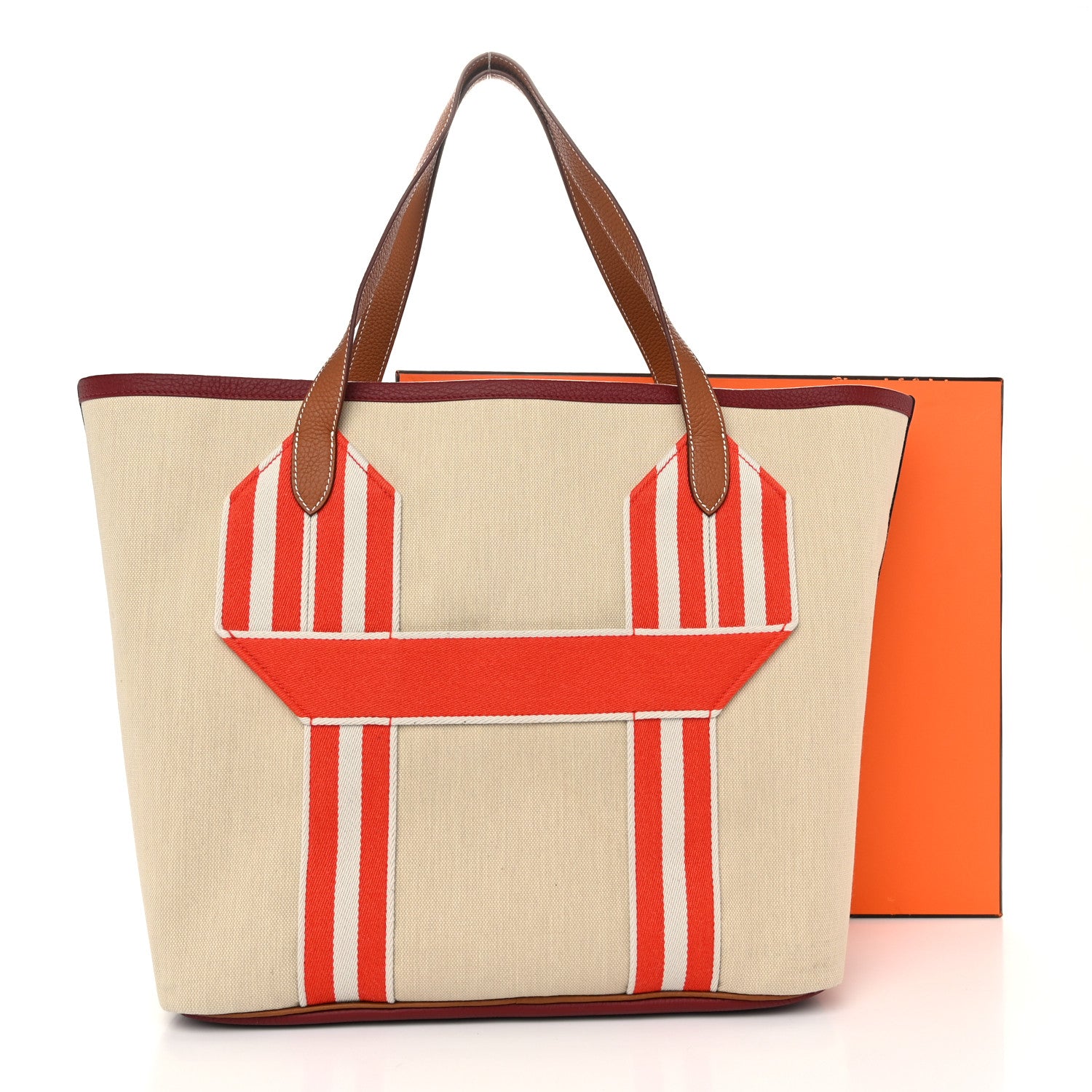 Hermes Canvas Taurillon Clemence Pursangle Tote Beton Gold Rouge H Capucine Beton 10 of 10