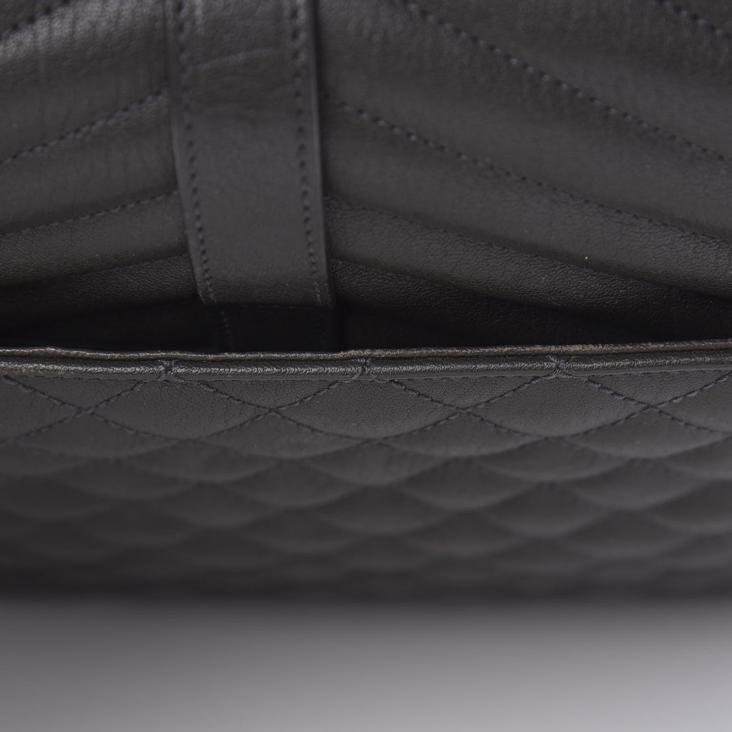 Sheepskin Tri-quilt Monogram Large College Satchel Asphalt