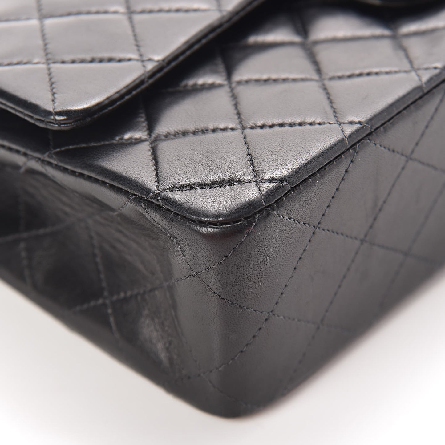 Lambskin Quilted Medium Double Flap Black