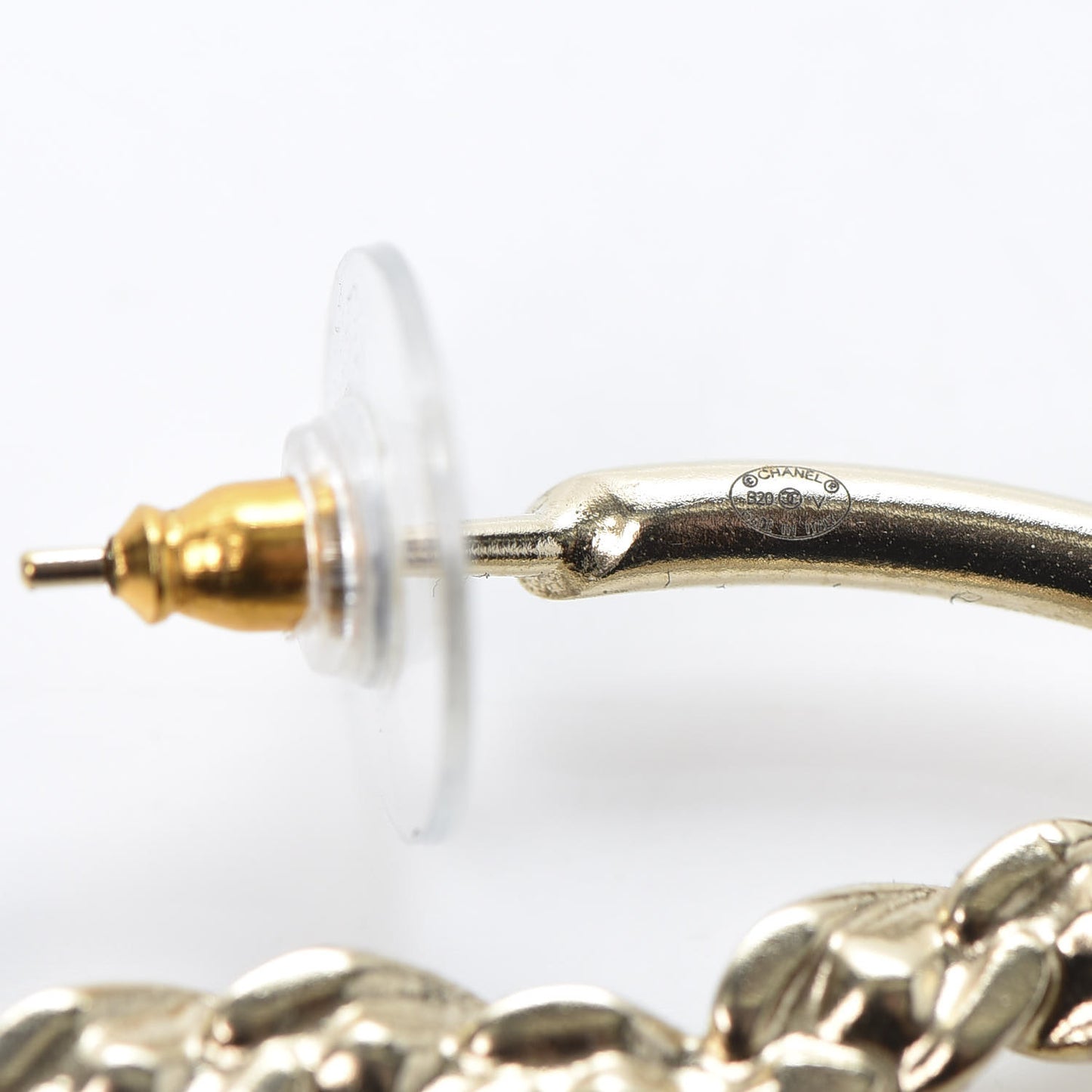 Crystal High Society CC Hoop Earrings Gold