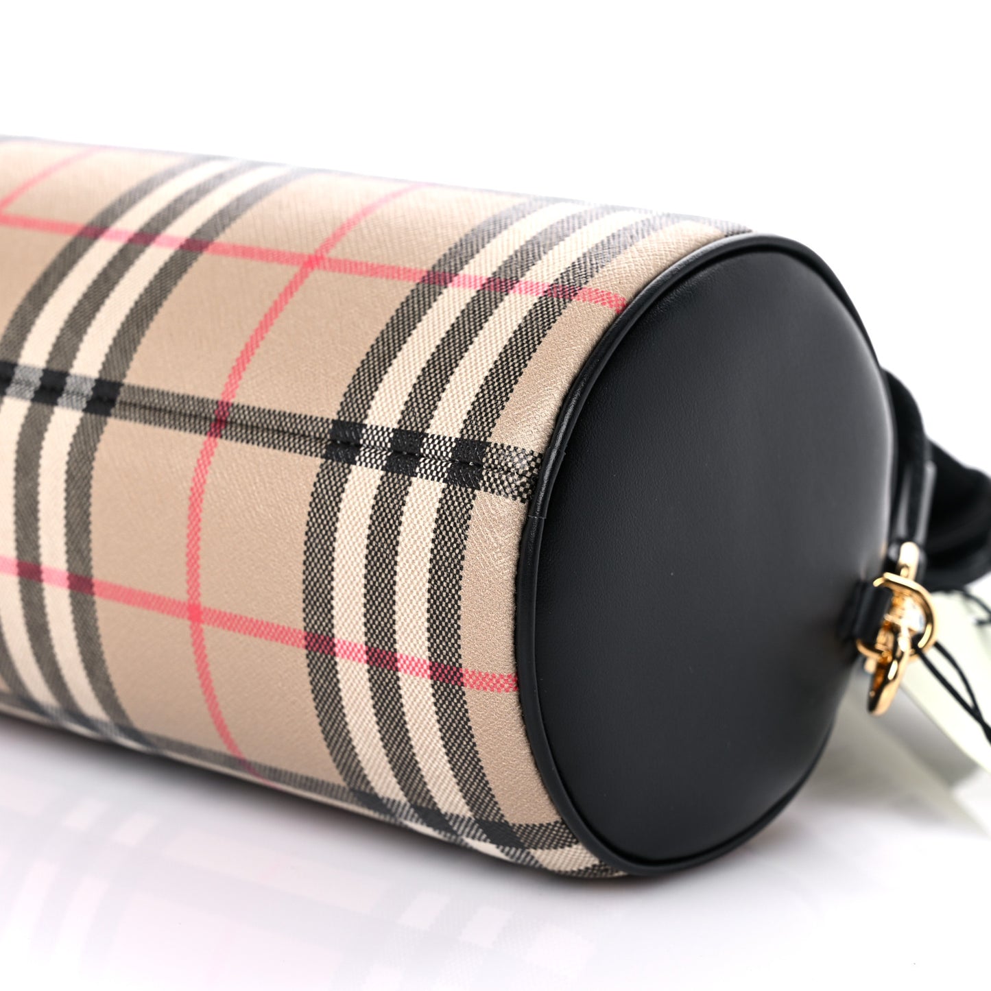 Vintage Check Calfskin Barrel Bag Beige Black
