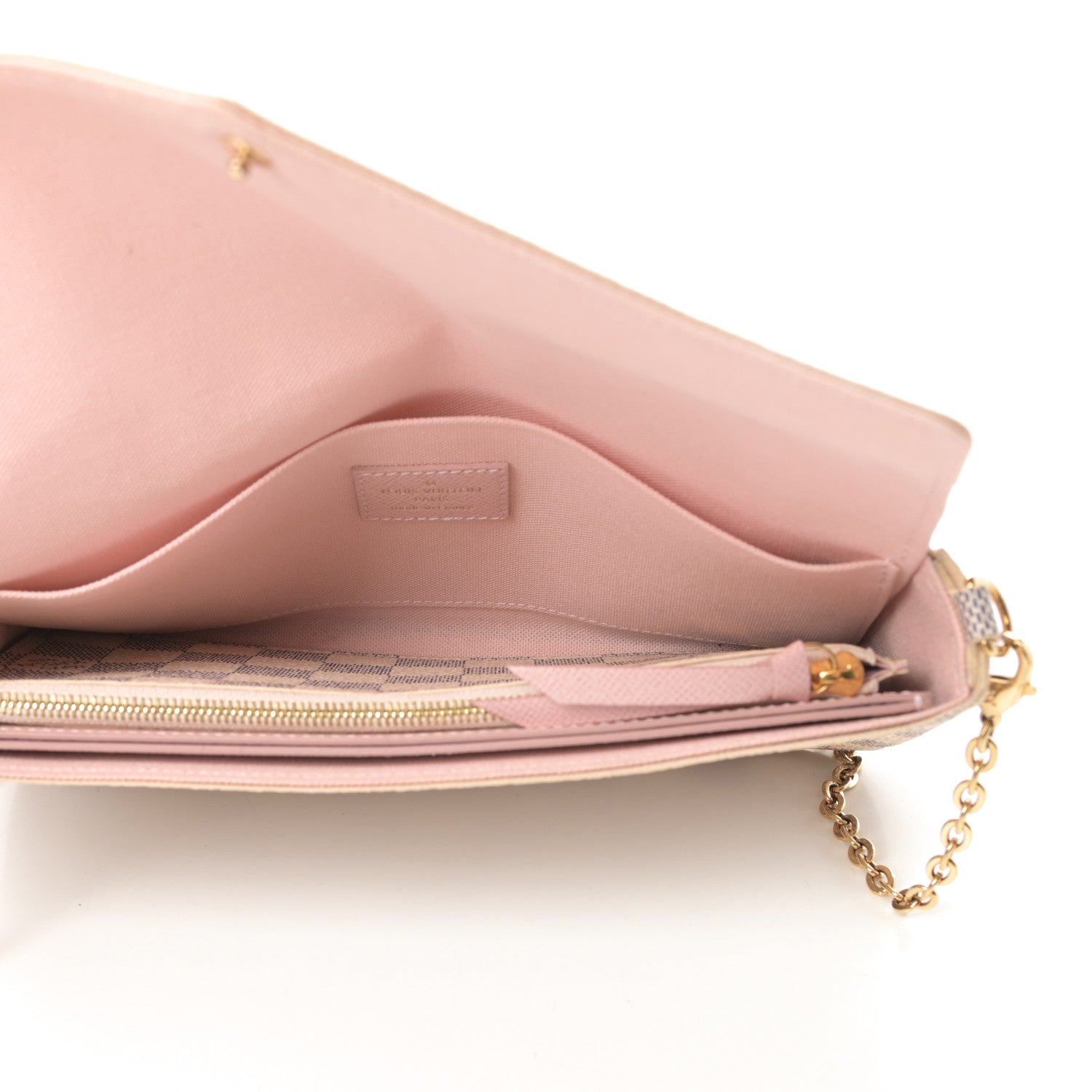 Louis Vuitton Damier Azur Pochette Felicie Chain Wallet Rose Ballerine 6 of 15