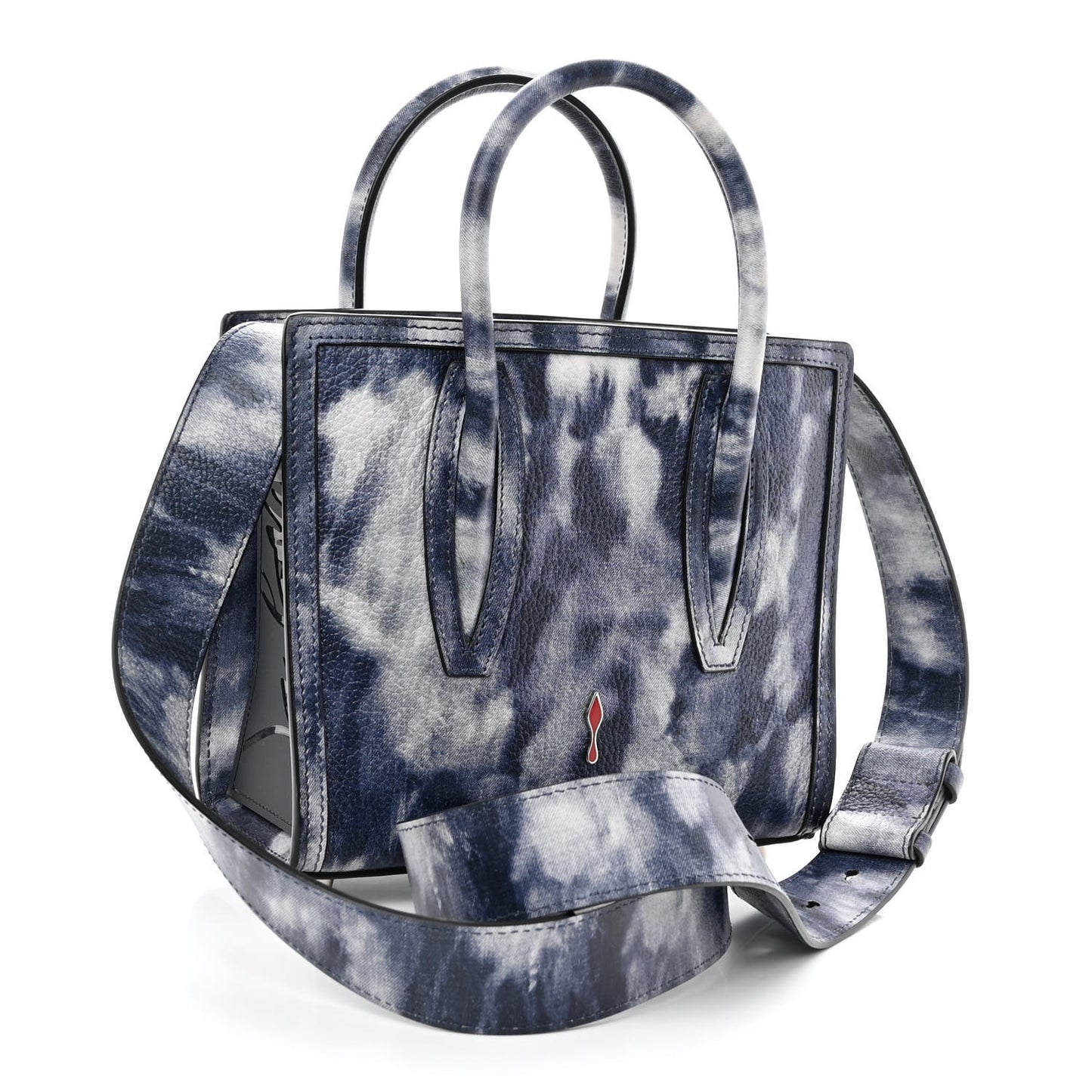 Metallic Calfskin Tie Dye Spikes Loubinthesky Mini Paloma Multicolor Silver