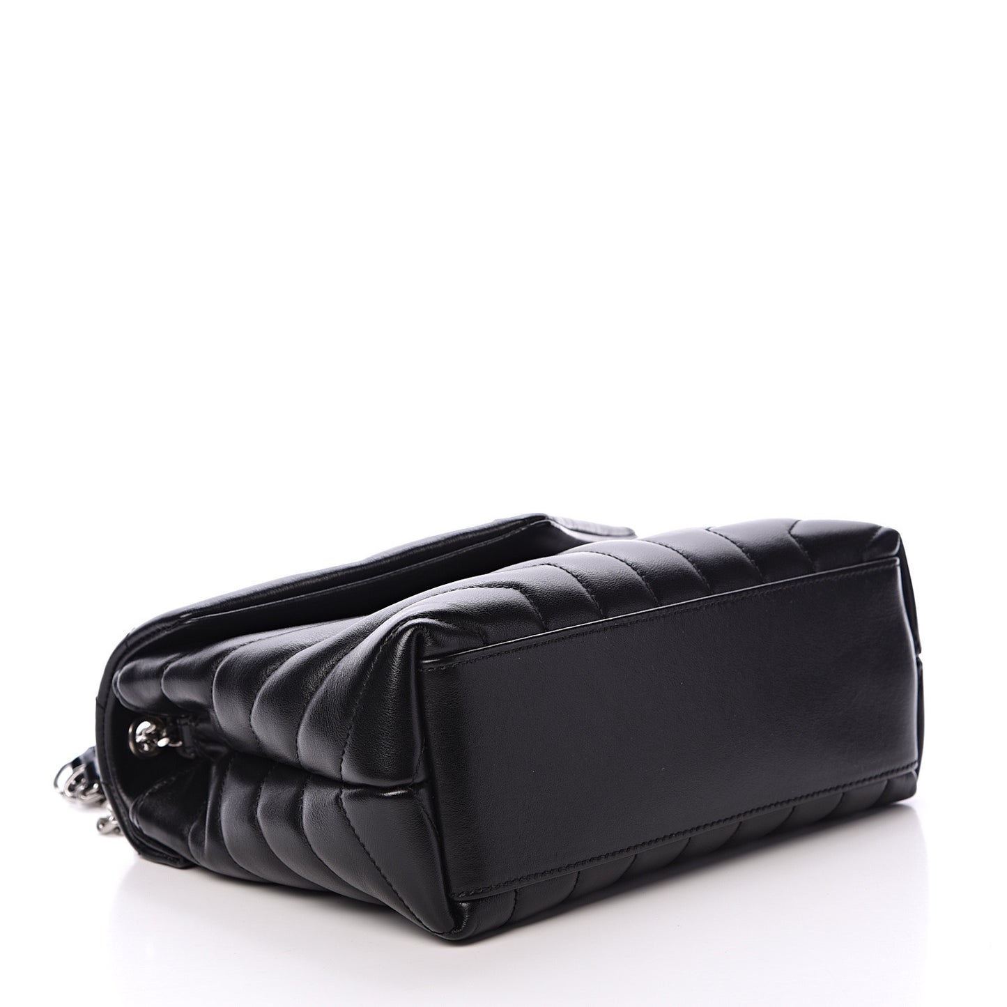 Calfskin Y Quilted Monogram Small Loulou Chain Satchel Black