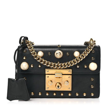 Gucci Calfskin Studded Small Padlock Shoulder Bag Black 1 of 10