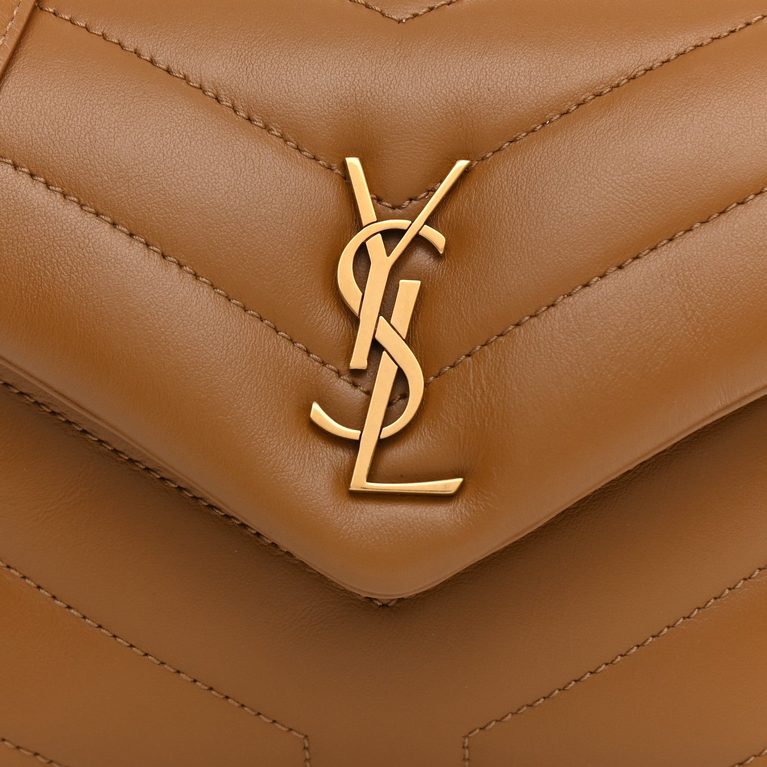 Saint Laurent Calfskin Y Quilted Monogram Toy Loulou Crossbody Bag Dark Natural 17 of 22