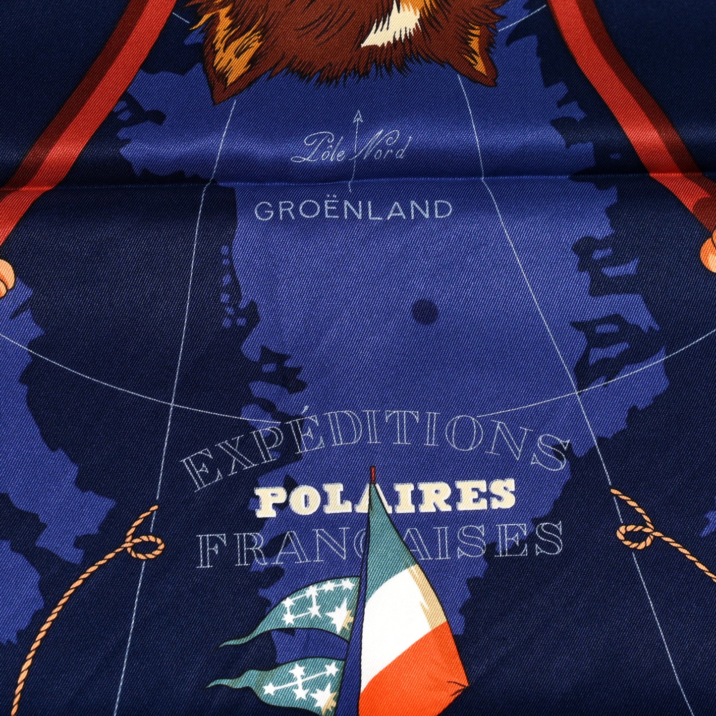 Silk Expeditions Polaire Francaise Scarf 70 Bleu Nuit Caban Cognac
