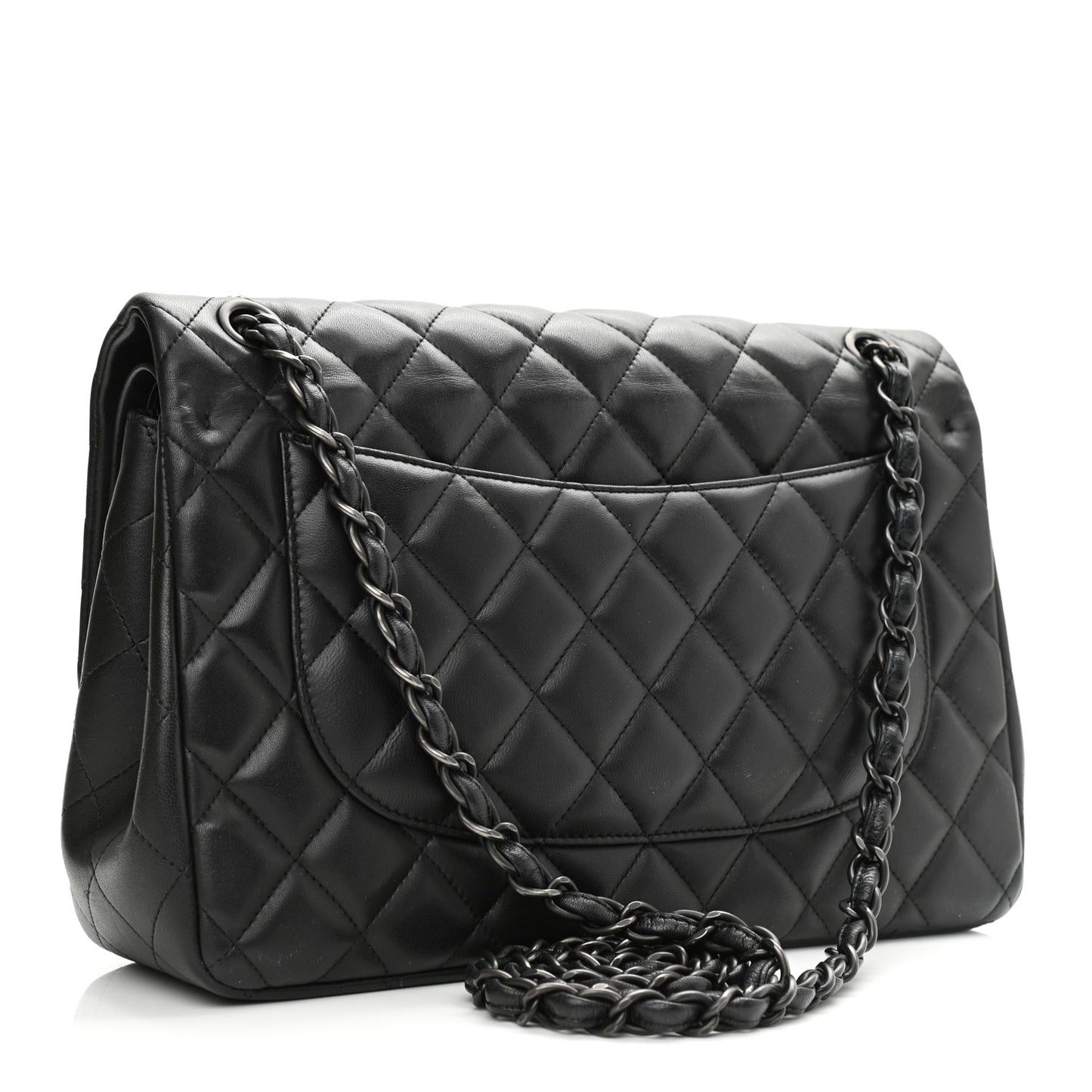 Lambskin Quilted Jumbo Double Flap So Black