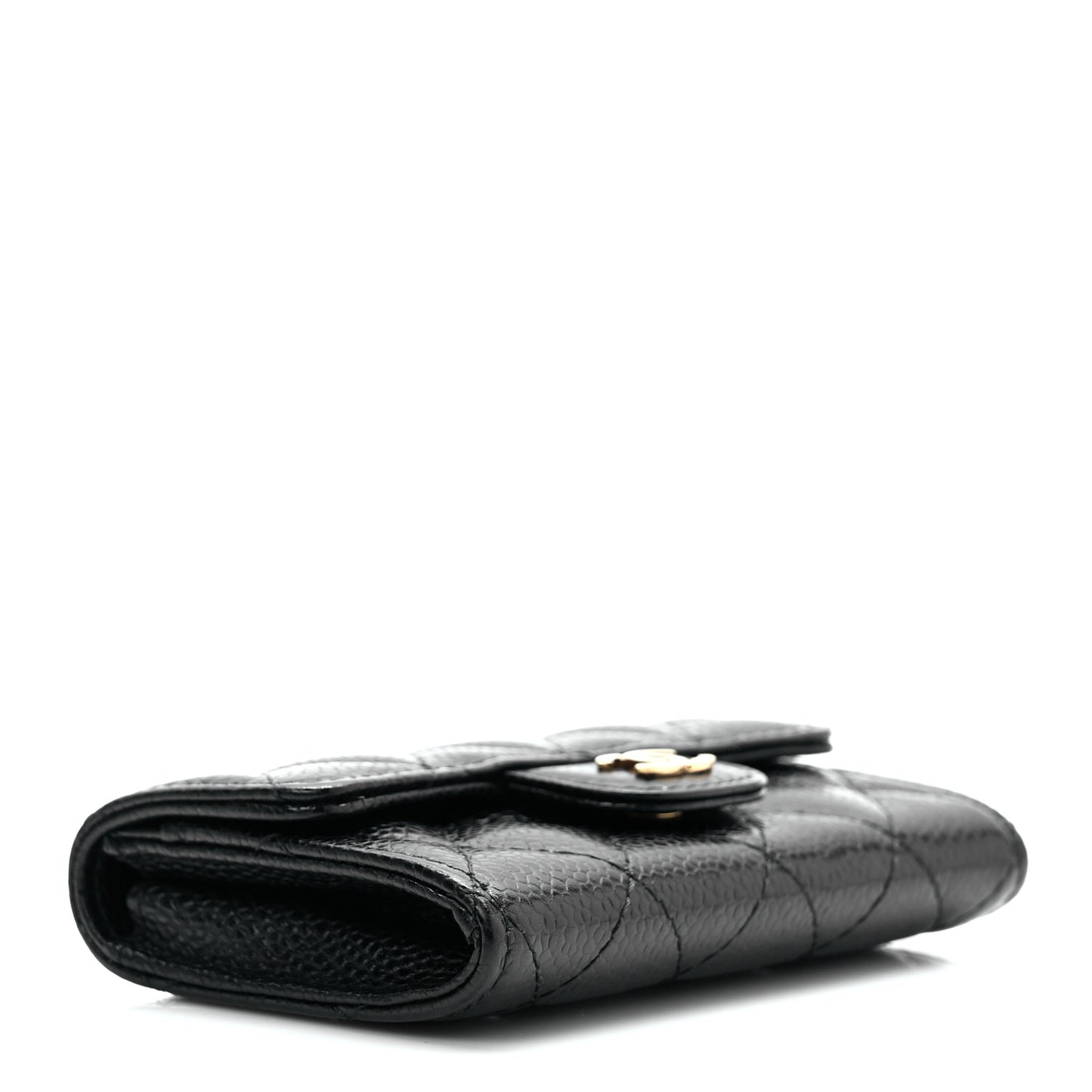Caviar Quilted Flap Card Holder Black
