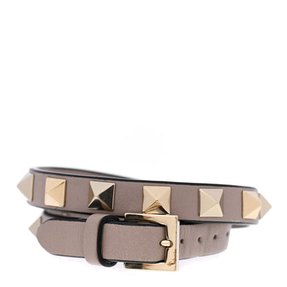 Valentino Garavani Vitello Rockstud Double Wrap Bracelet Poudre 1 of 5