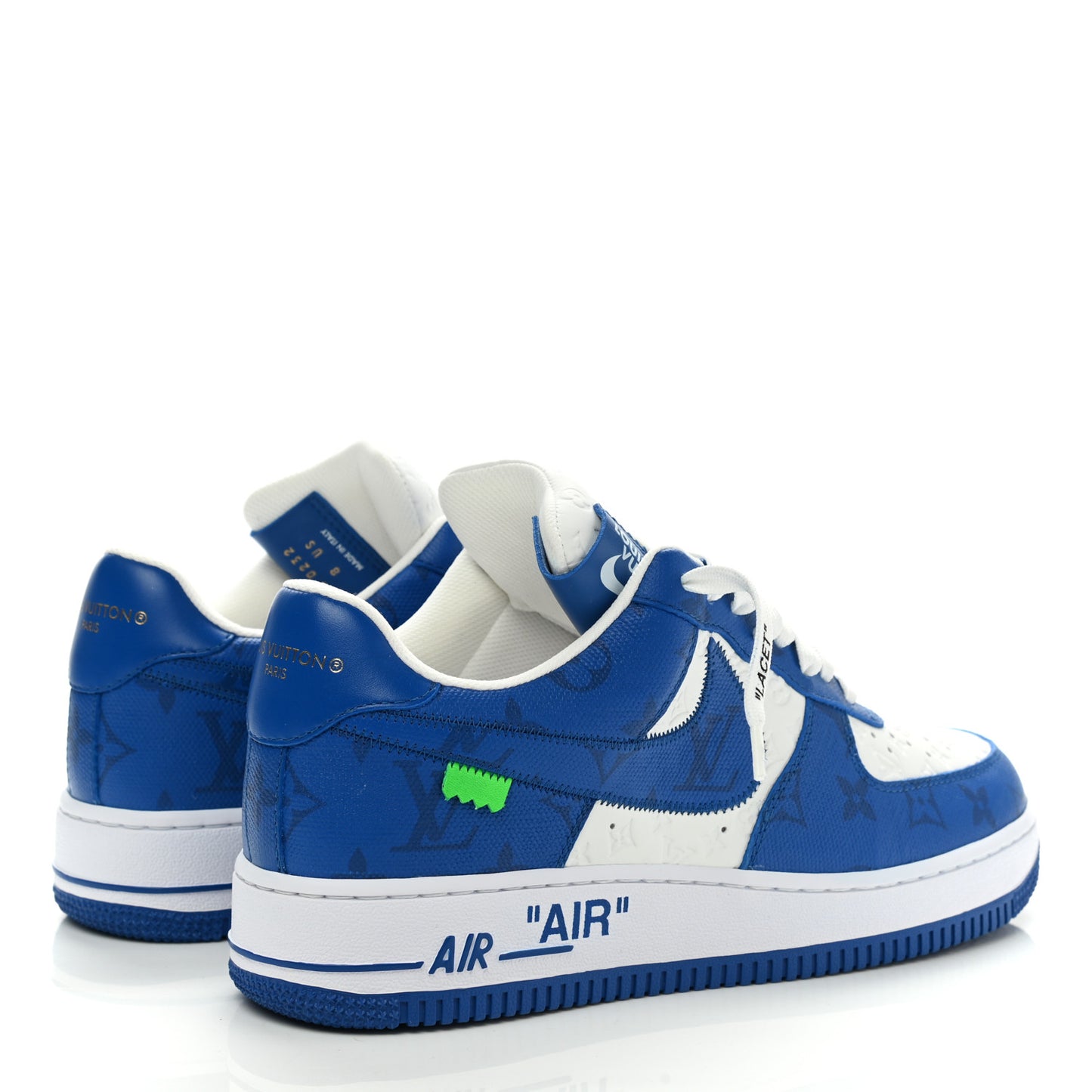 X NIKE AIR FORCE 1 Calfskin Monogram Mens Sneakers 8 Blue