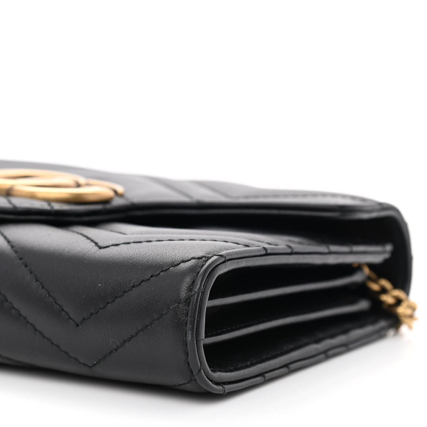 Calfskin Matelasse GG Marmont Chain Wallet Black