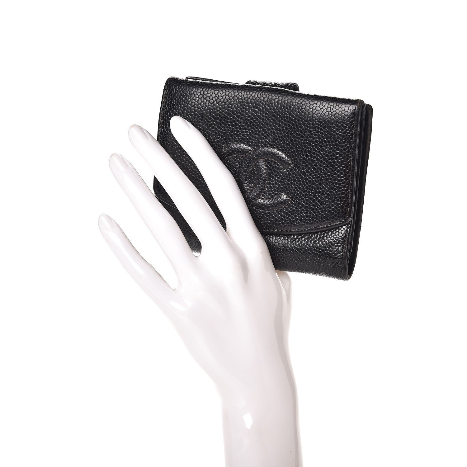 Chanel Caviar Timeless CC Compact French Wallet Black 2 of 12