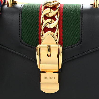 Gucci Calfskin Mini Sylvie Top Handle Bag Black 8 of 12