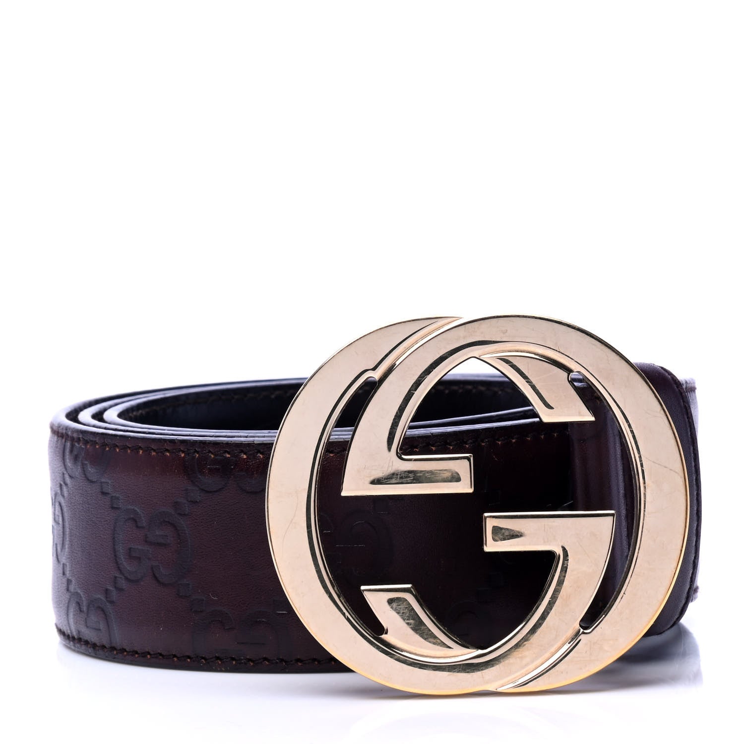 Gucci Guccissima Interlocking G 40mm Belt 85 34 Dark Brown 1 of 5